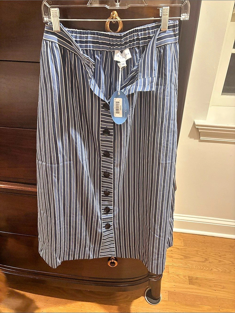 Cartolina Striped Maxi Skirt in Blue & White Size XS NWT